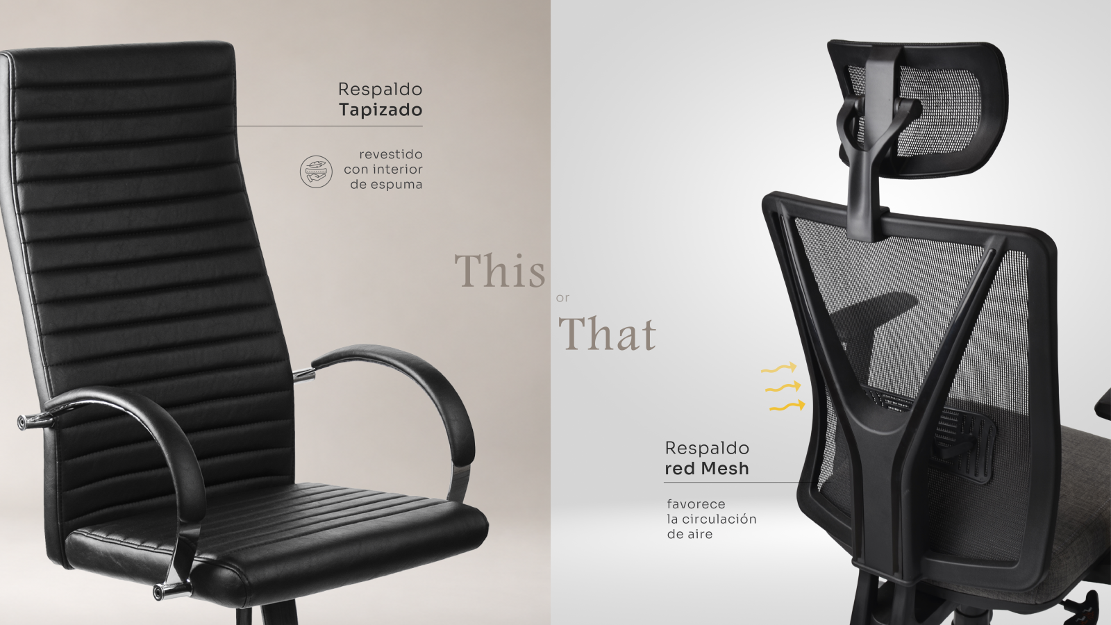 Silla de oficina mesh o tapizada: diferencias