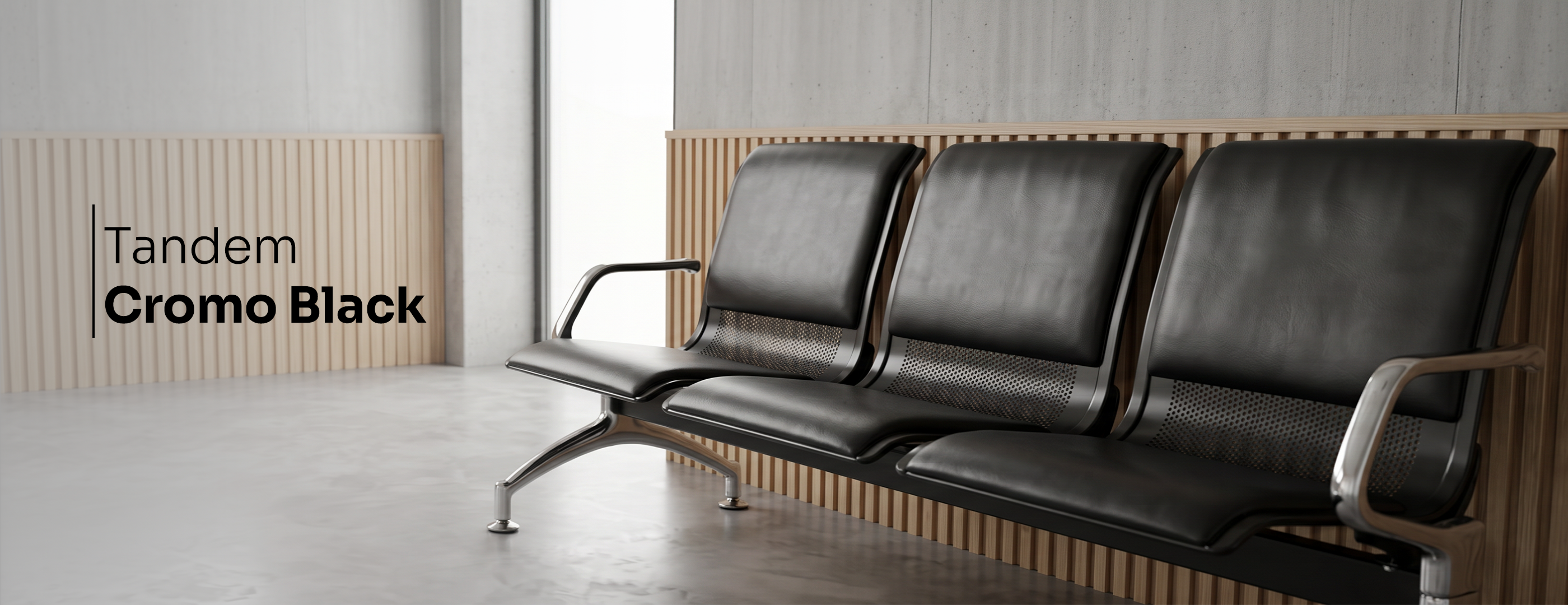 Silla Tandem Cromo Black Tapizado