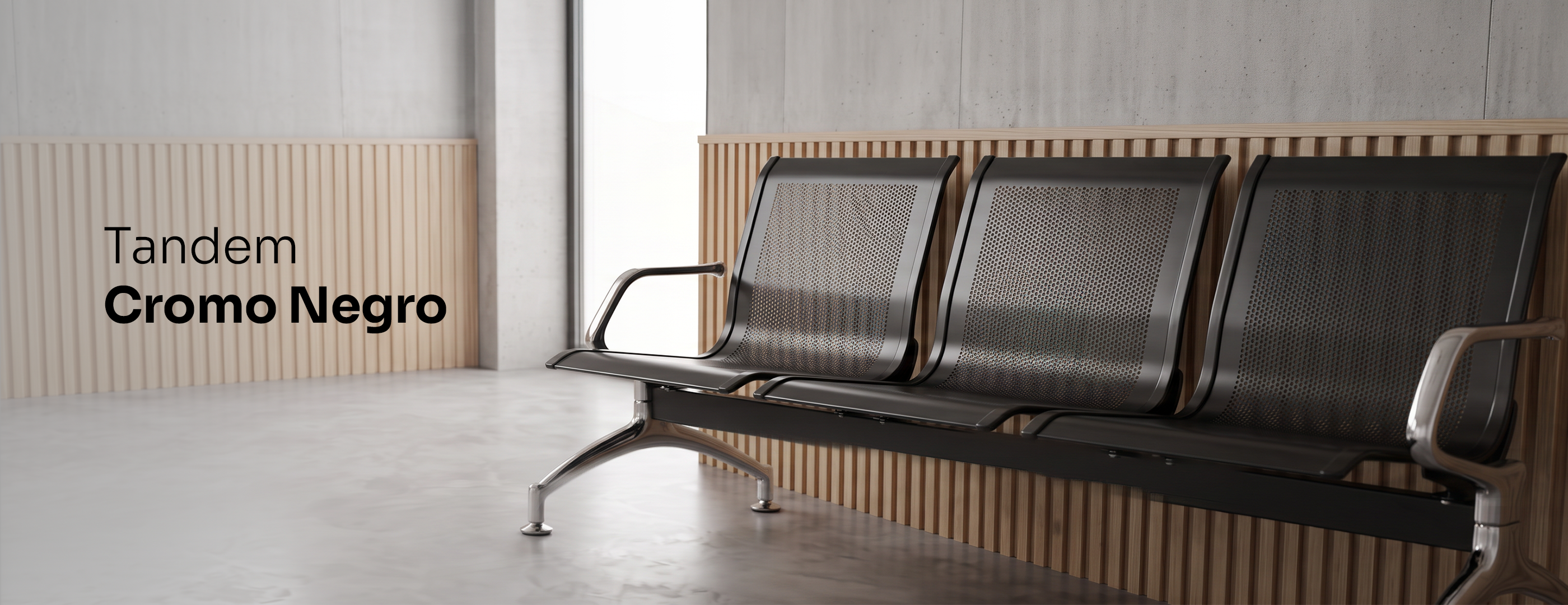 Silla Tandem Cromo Black