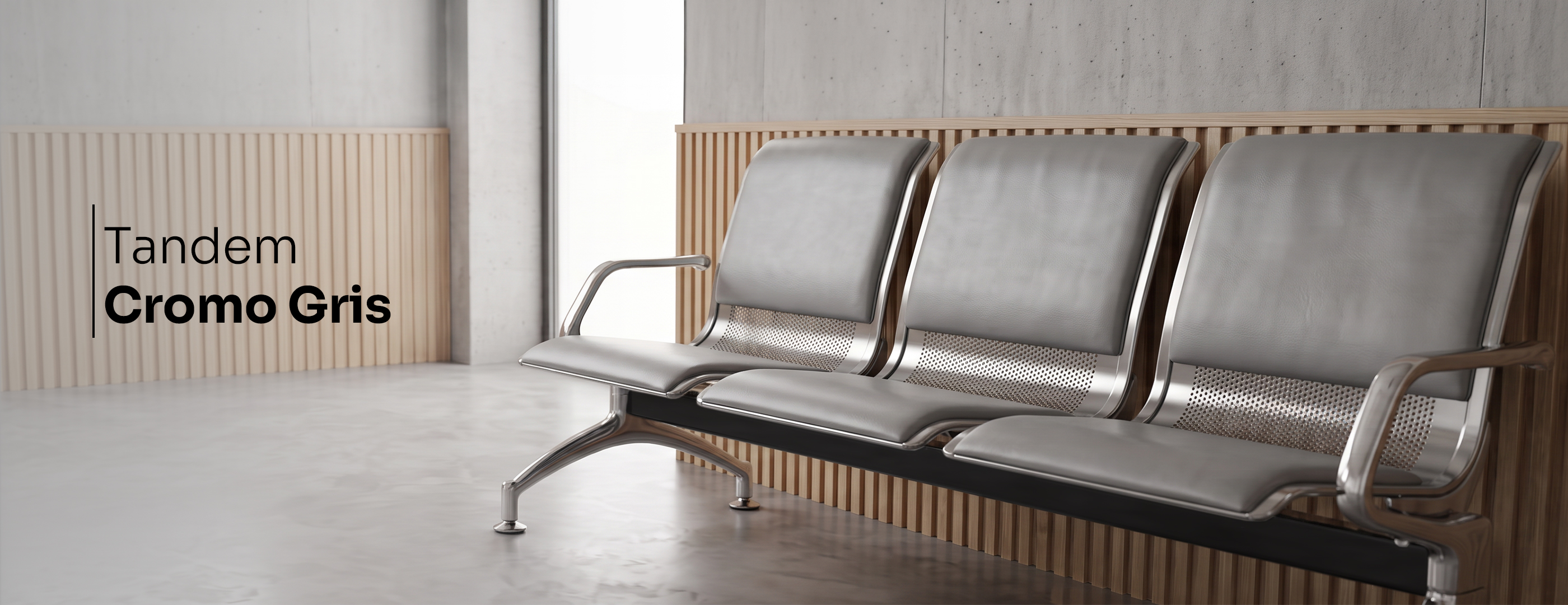 Silla Tandem Cromo Tapizado